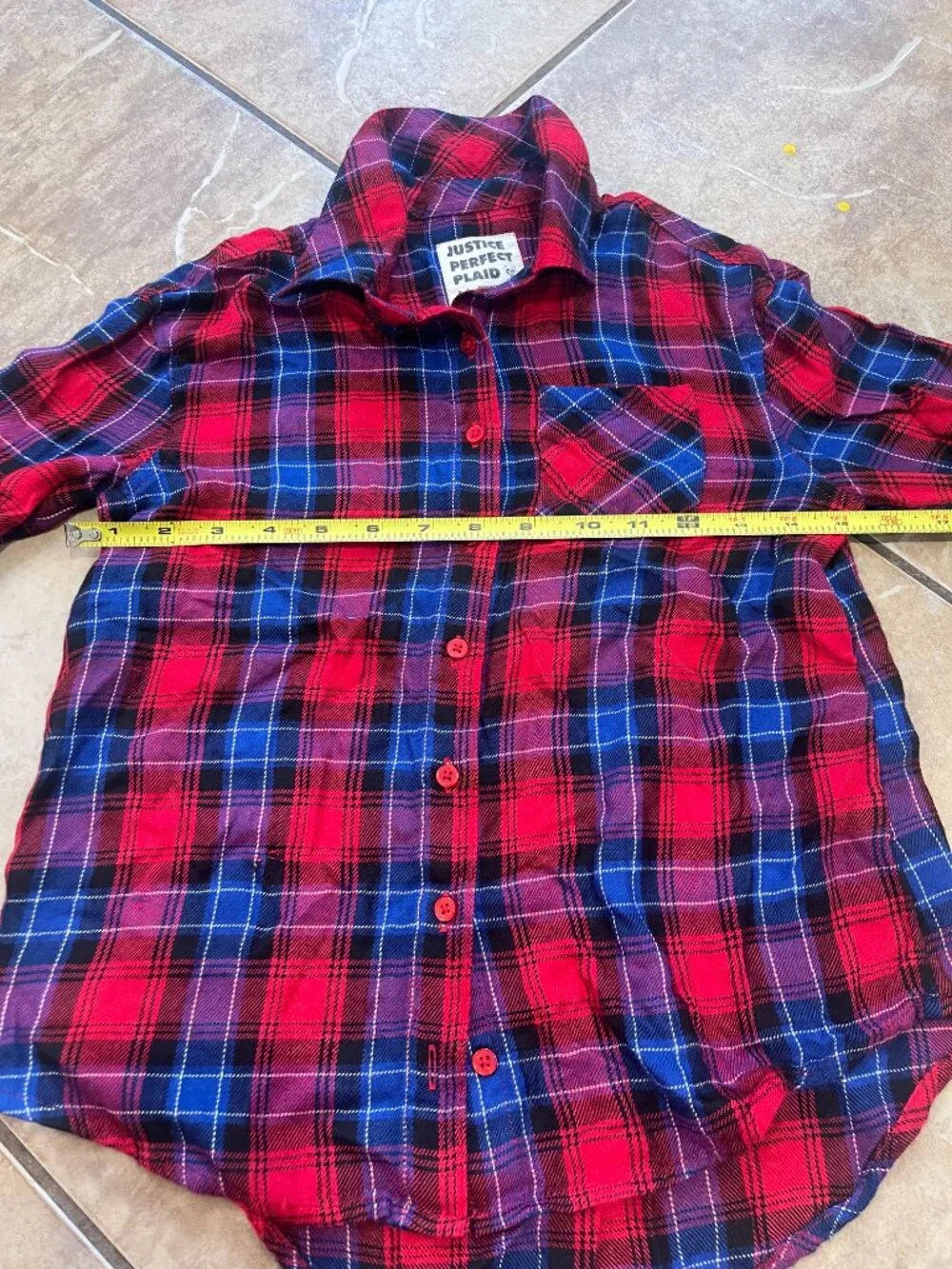 Justice Girls Size 8 Plaid Shirt & Glitter Logo Leggings Outfit Set